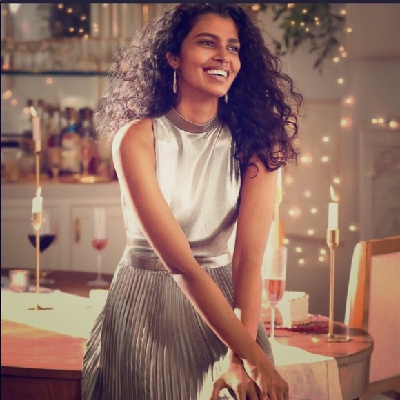 NWT Ann Taylor Metallic Lamé Party Dress - Picture 4 of 6